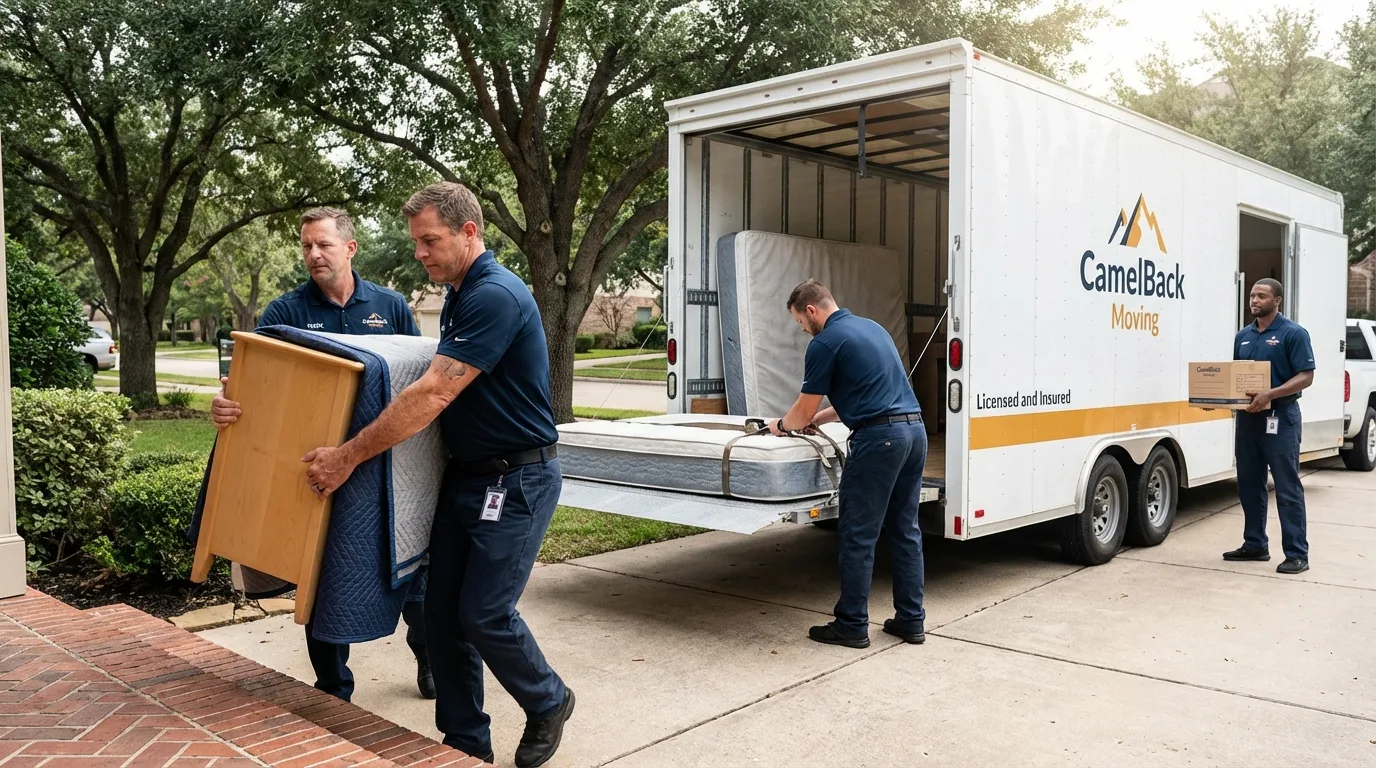 Crew loading residential truck for cross-state move from Wynantskill, NY
