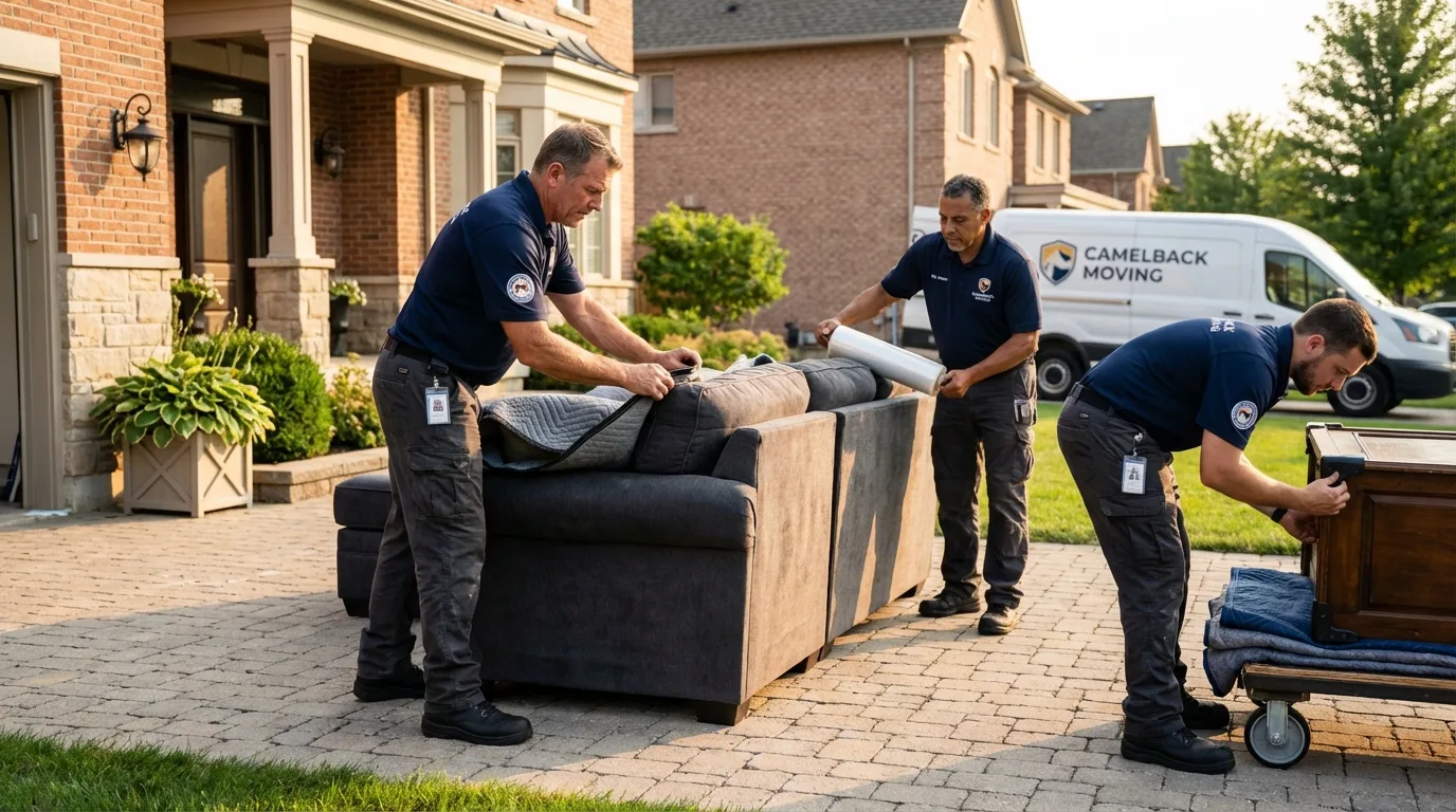 Large estate moving crew wrapping furniture in Wynantskill, NY