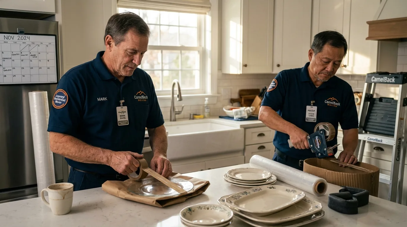 Professional crew packing kitchen dishware in Wynantskill, NY